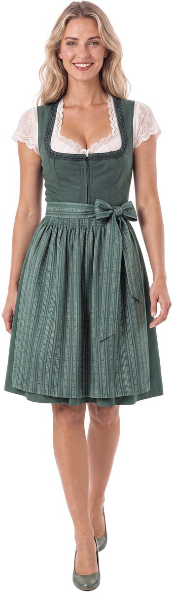 dressforfun Mini Dirndl Mia - 38 - Donkergroen - Verkleedkleding Oktoberfest - Duitse Jurk - Feestkleding - Klederdracht - Vrouwenkostuum - Feest - Partykleding