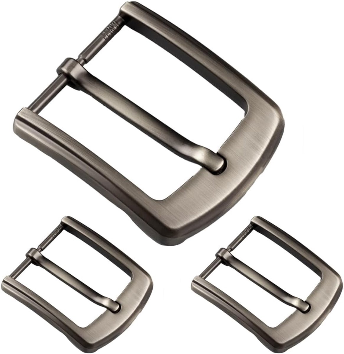 3 stuks klassieke gesp, 38-40 mm eenpuntige vierkante vervangende gesp van zinklegering 40 mm, voor heren- en damesriemen (zilver)