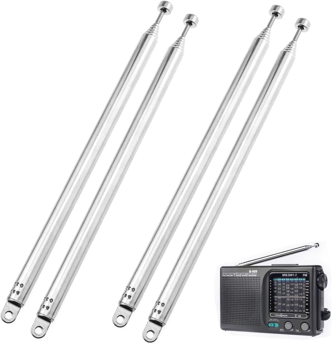 4 stks 7 Knopen FM Radio TV Radio Stereo Draagbare Telescopische Antenne