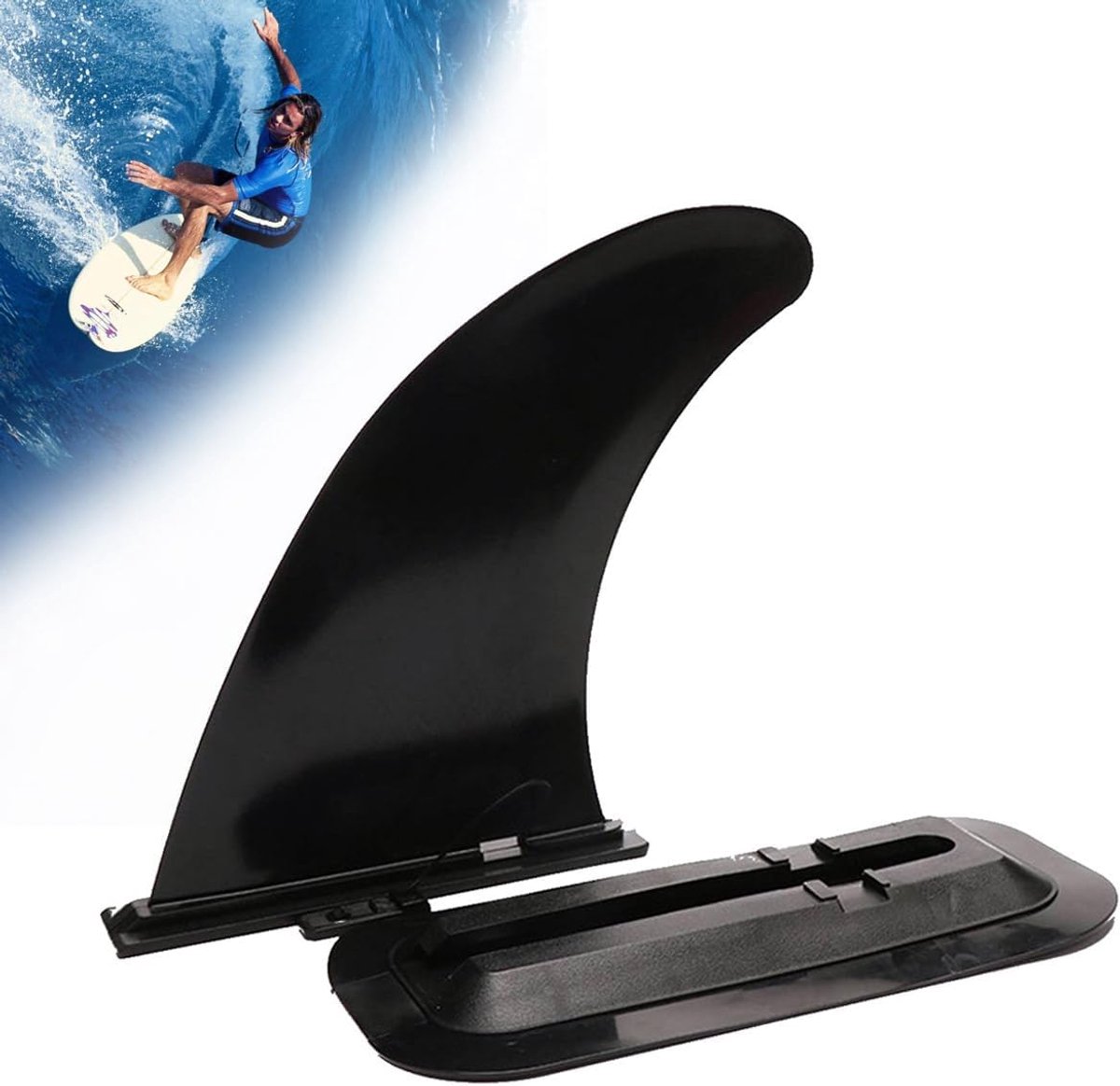 Surf Center Fin met basis, professionele SUP-vin, longboard, surfplank, stand-up paddle, pvc, afneembaar midden vin, 22,4 cm