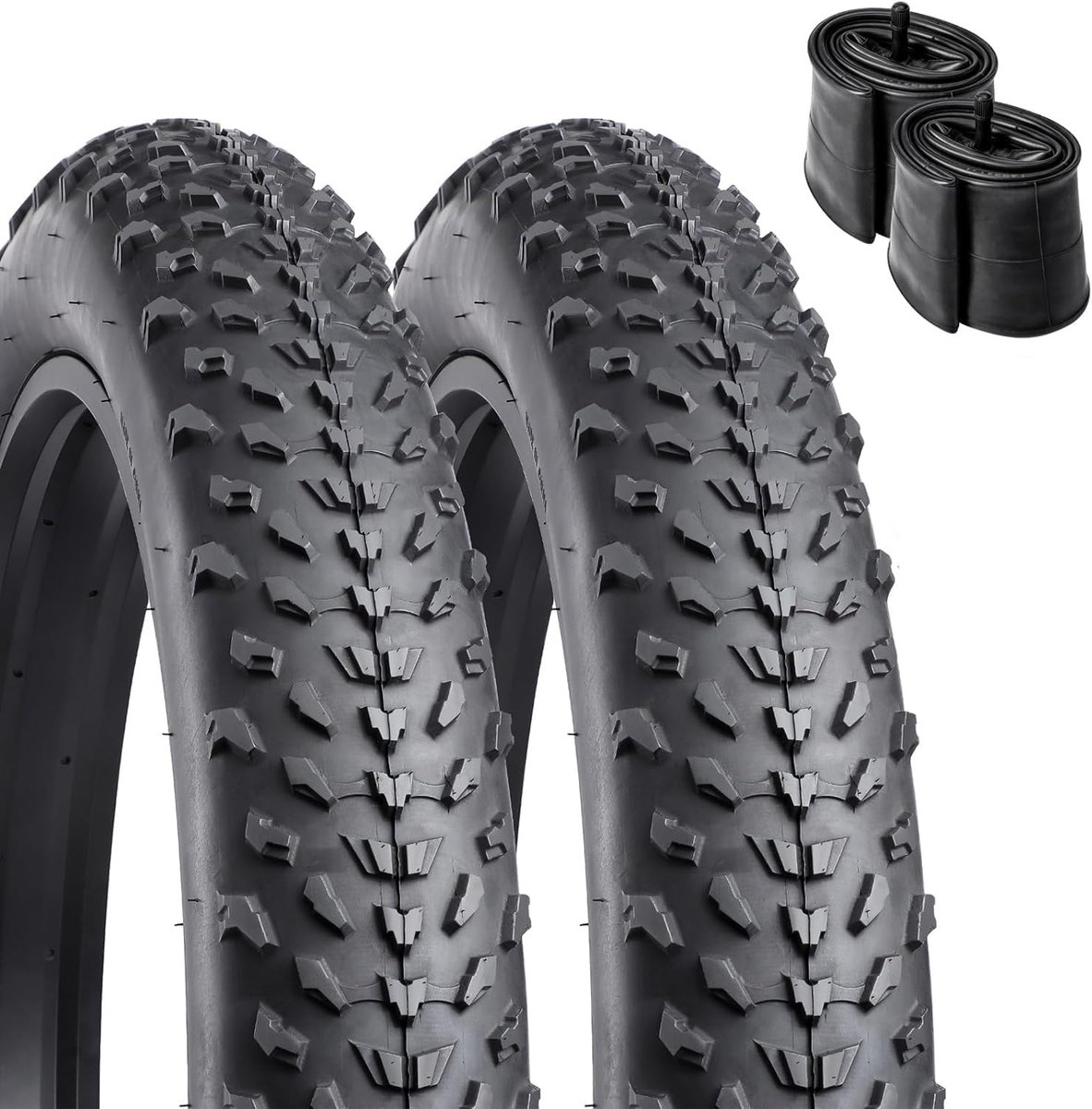 Banden Fat Bike 20 x 4.0 + 2 versterkte luchtkamers - banden voor e-bike MTB 20 inch zwart stijf 20 x 4.0 (100-406) - paar banden voor e-bike met hoge weerstand