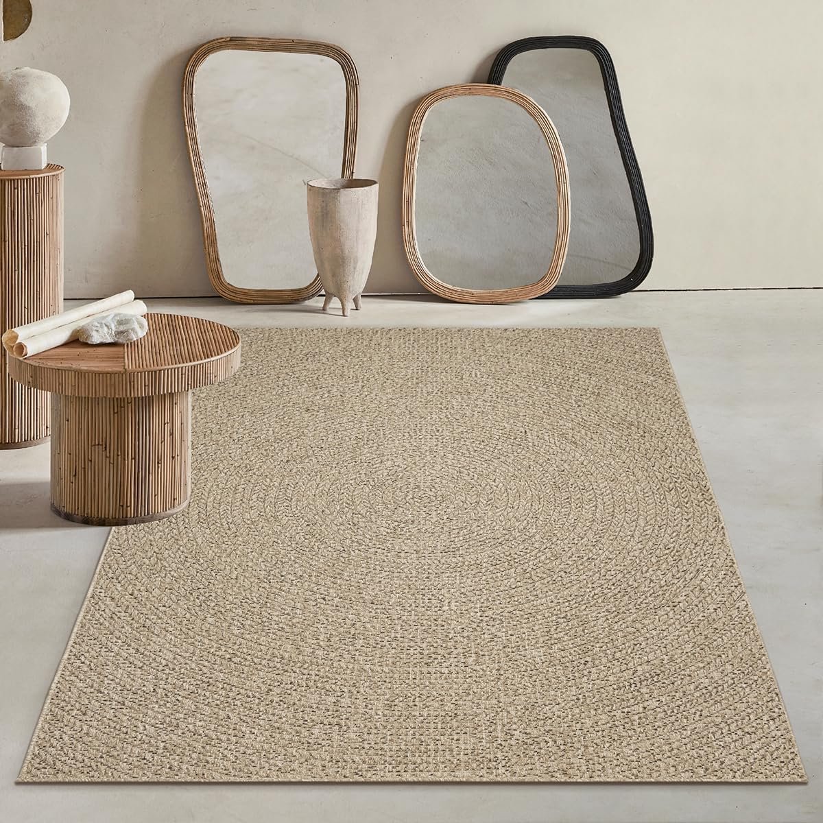 Teppiche Soil Weerbestendig tapijt voor binnen en buiten, in natuurlijke jute-look, weerbestendig, geschikt voor terras en tuin, ca. 240 x 340 cm