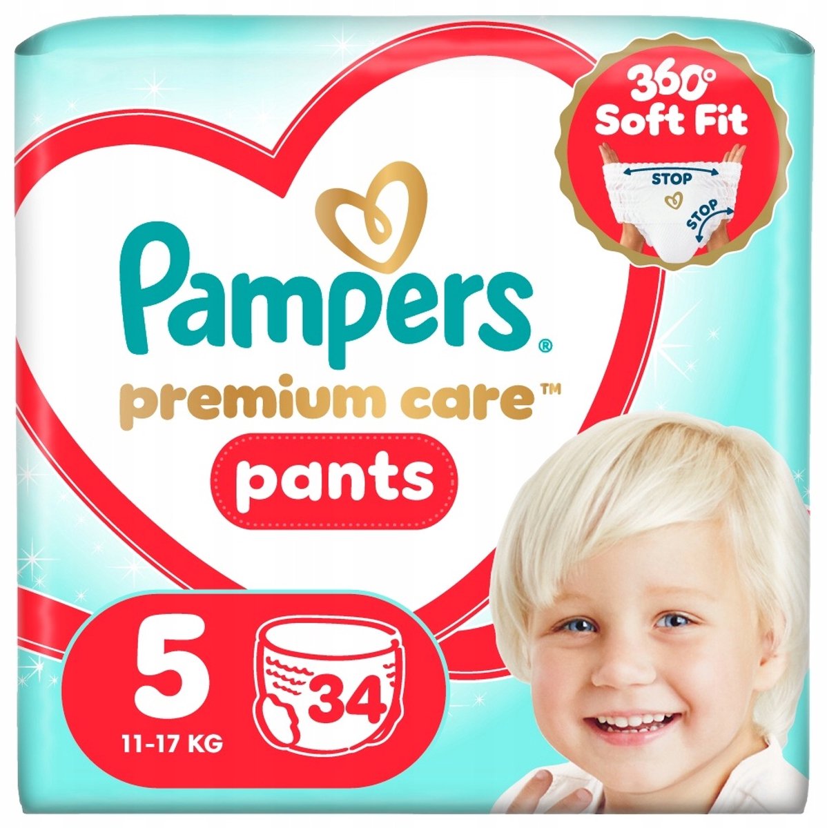 Pampers Premium Care Broekjes - Maat 5, 34 stuks, 9-17 kg
