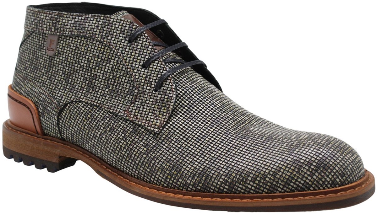 Floris van Bommel - CREPI 13.27 - Vrije tijd half-hoogHeren veterschoenHeren sneakers - Kleur: Wit/beige - Maat: 41.5