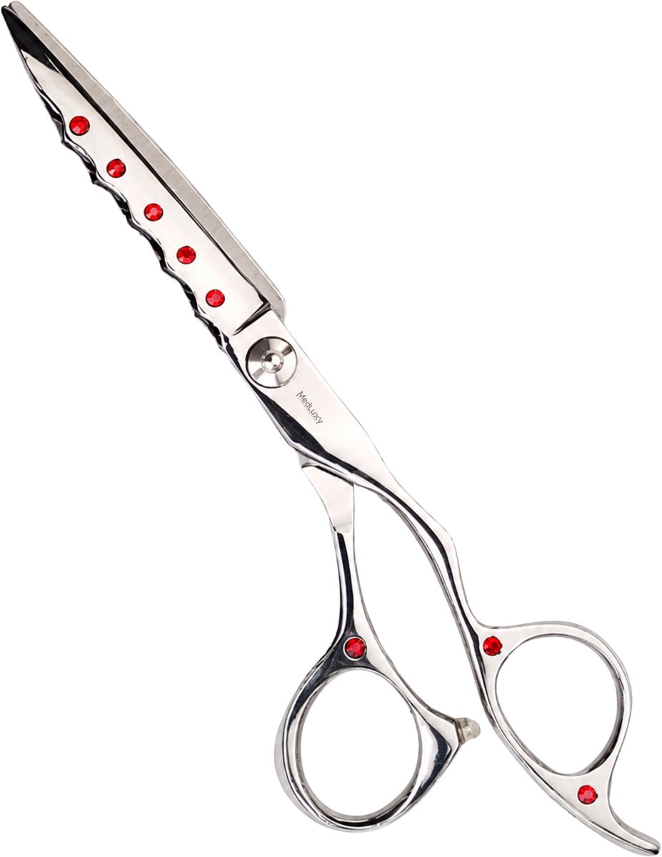 MEDLUXY - Precisie Trimschaar voor Modelleren & Afwerken - Zachte en Dunne Vacht - Rechtshandig - rechte schaarbladen - 6 inch / 15 cm - Rood