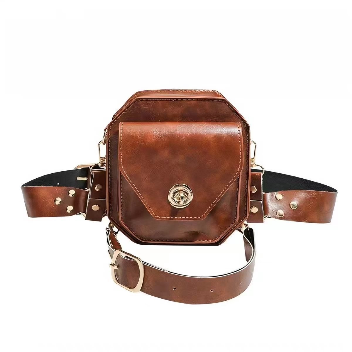 Beentas - Dijtasje - Crossbody Tas - PU Leren Opbergtas met 2 Vakken - Verstelbare Riem - Voor Biker, Reizen en Dagelijks Gebruik - 1 Stuk