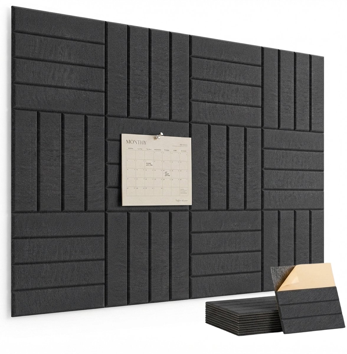 Akoestische Panelen - Geluidsabsorberende Wandpanelen - 12 Stuks 30 × 30 cm - NRC 0,92 - 150 kg/m³ Polyestervezel - Zelfklevend en Decoratief - Voor Studio, Thuisbioscoop, Kantoor en Woonkamer