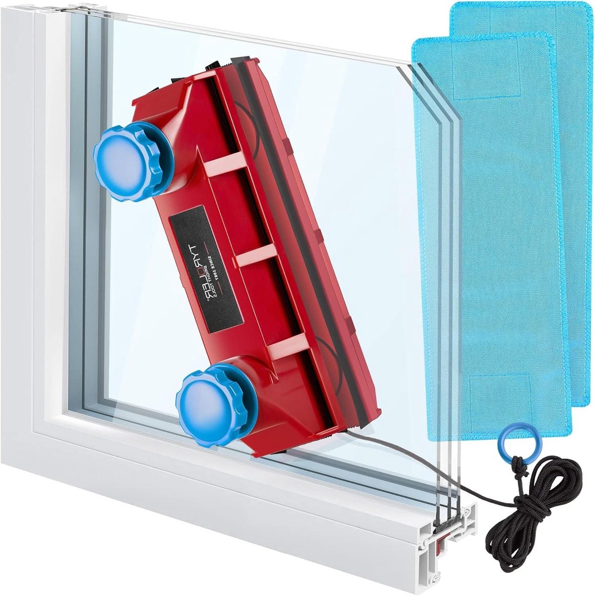 Magnetische Ruitenreiniger - Glijder Dubbel Glas - Veilig Ramen Wassen - Instelbare Magneetkracht - 2-28MM Beglazing - Rood