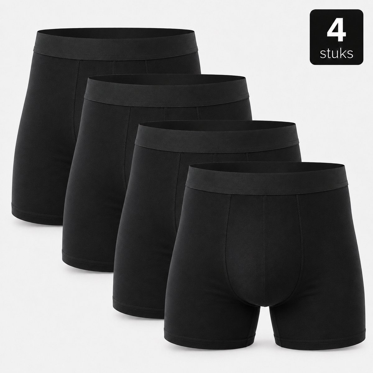 Geweo Boxershort Heren - Onderbroeken Zwart - lange pijp - Katoen - XL - 4 Pack