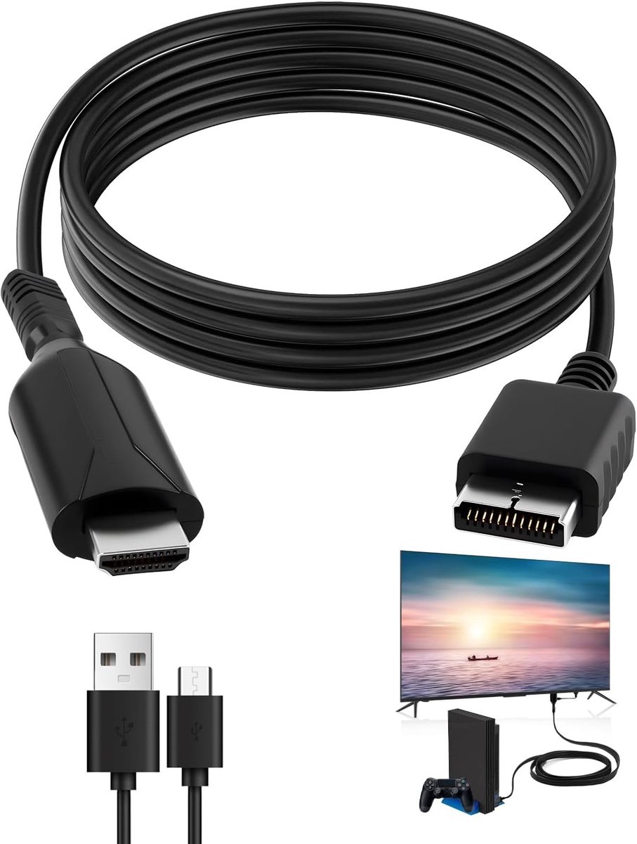 carmdering - PS1 PS2 naar HD Converter 1080P – AV naar HD Adapter Retro Gaming Plug & Play