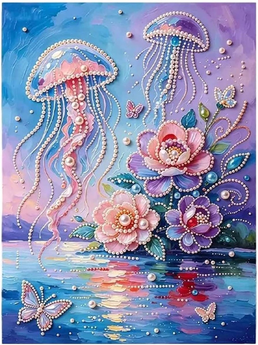 Casalora® Diepzee Parel Diamond Painting – DIY 3D Oceaan Kunstwerk – Speciale Vorm Parels en Diamantjes op Canvas – Creatieve Hobby voor Volwassenen en Beginners – Oceaan Wanddecoratie – 30 × 40 cm