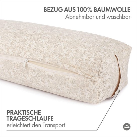 Yoga Bolster Rechthoekig - Yin Yoga Kussen - Ontspannende Yoga - Verstelbare Speltvulling - 60 x 25 x 17 cm — afbeelding 3
