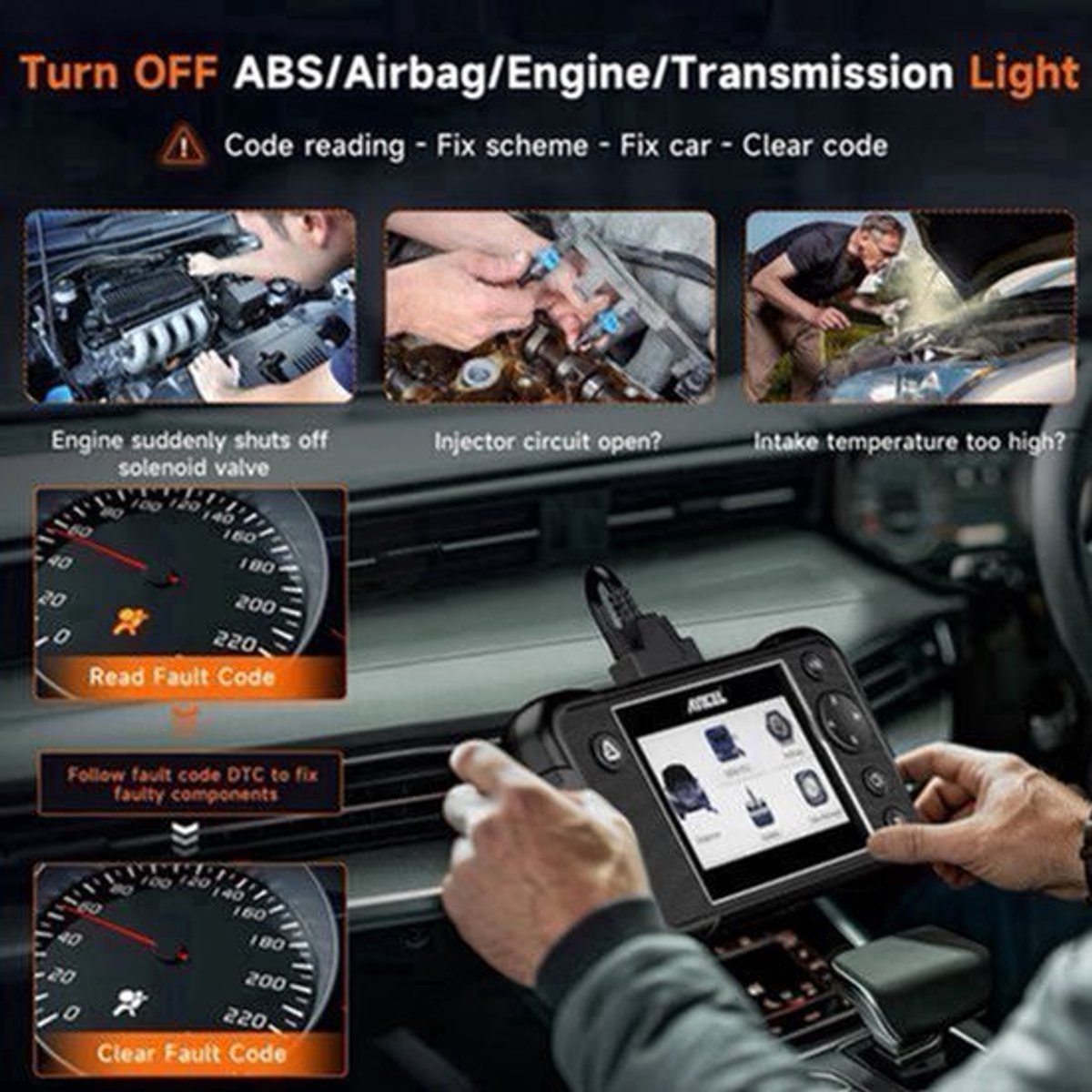 OBD2 Diagnose Tool – Auto Scanner – Foutcode Lezer – Systeemdiagnose – Live Data – Waarschuwingslampjes Reset – Meertalige Ondersteuning