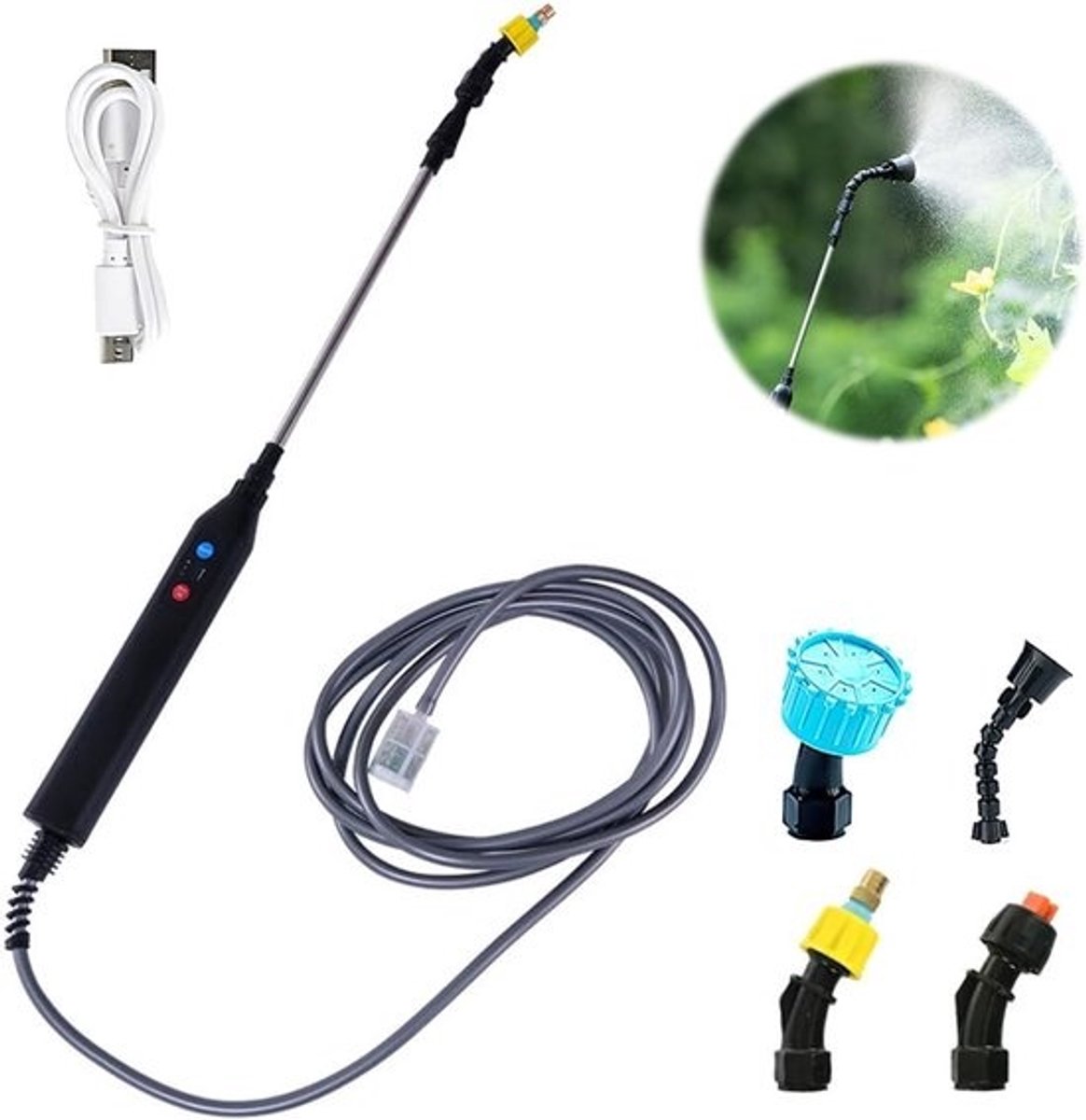 Draagbare Elektrische Drukspuit met Accu en 4 Sproeiers voor de Tuin