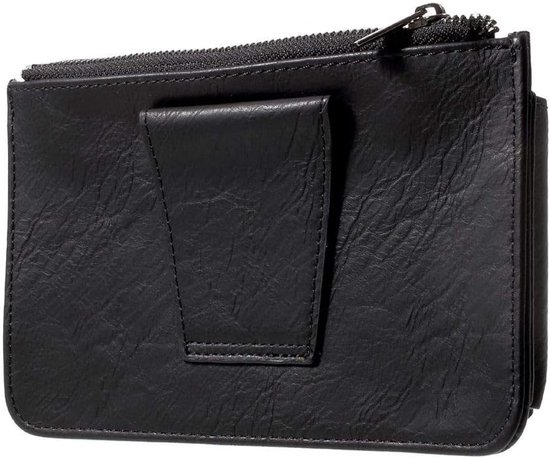 Horizontal Belt Case with Phone Holder Pouch & Inner Pocket with Zipper voor MEIZU M16 (2018) - Black — afbeelding 2