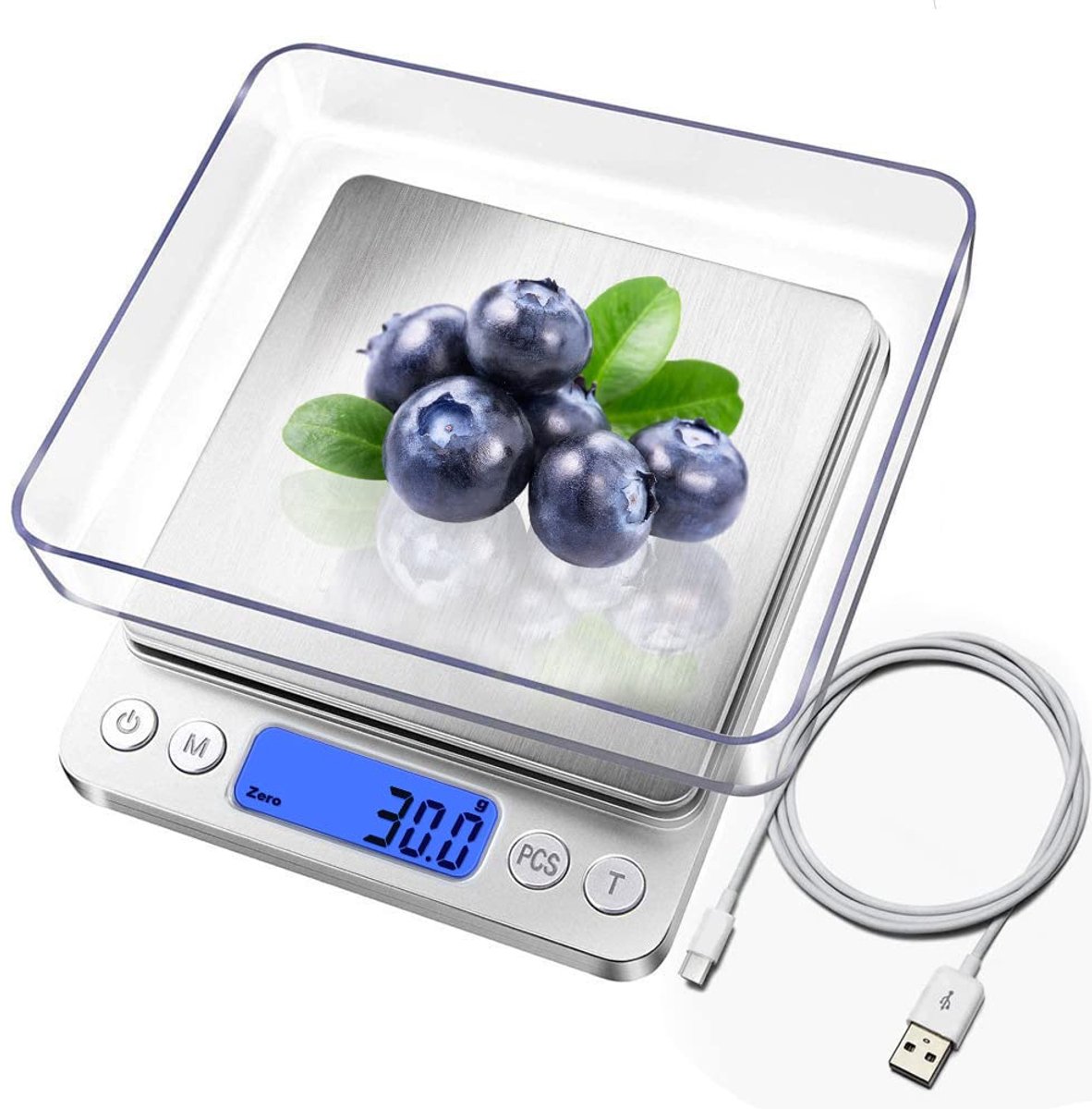 Keukenweegschaal - Tot 3 kg - Roestvrij staal - Digitaal