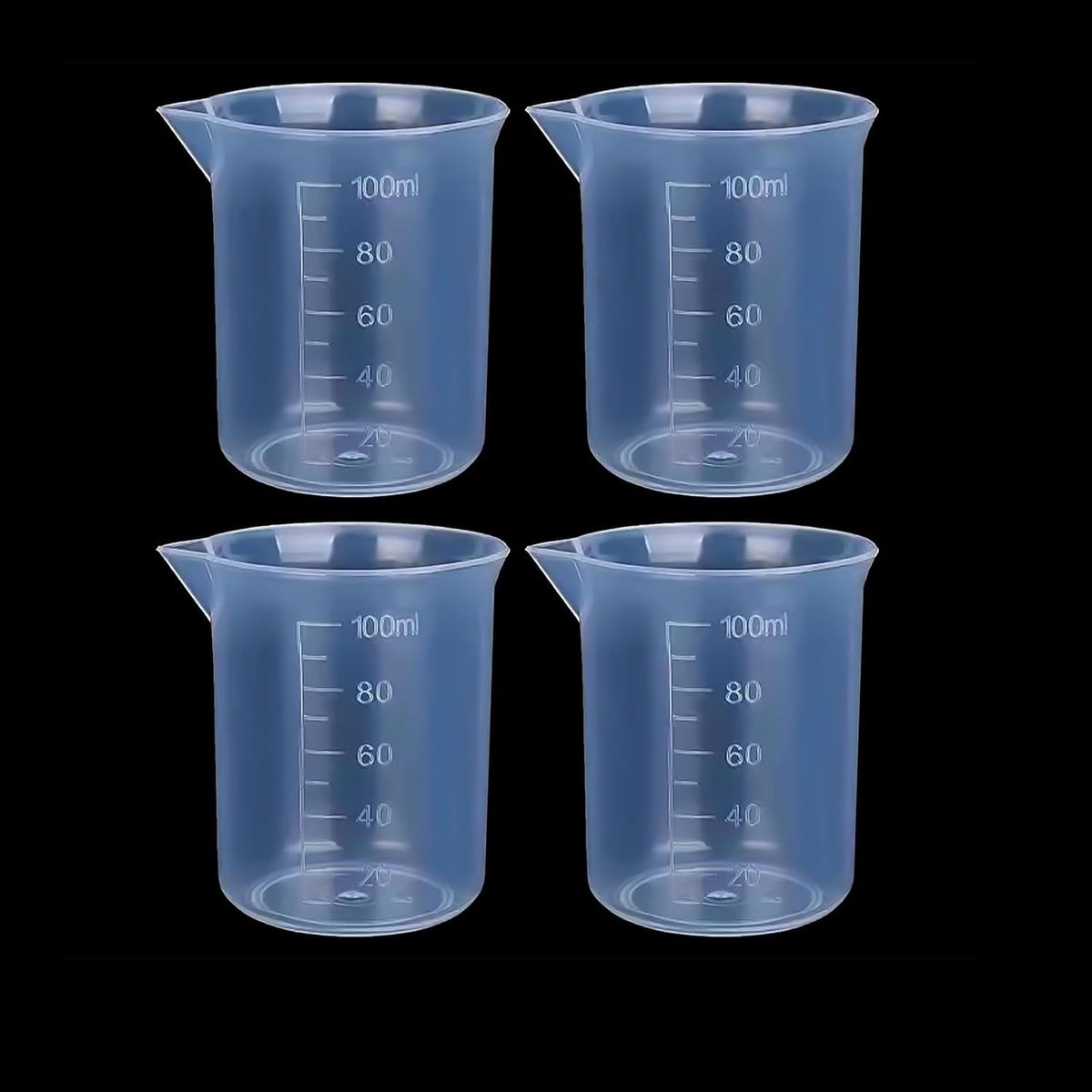 Maatbeker - Set van 4 - 100 ml - Glas - Met Maatverdeling - Voedselveilig
