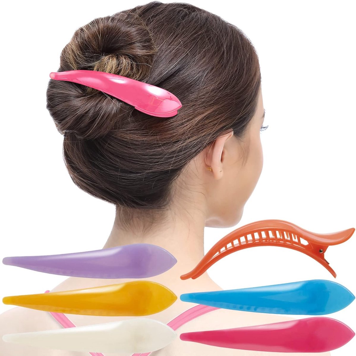 6 Stks Duck Bill Alligator Haarclips voor Vrouwen Sectioning Platte Klauw Lange Dikke Haar Binnentanden Gebogen Styling Kaak Sterke Veilige Grip Salon, Grote Jelly Candy Multicolor