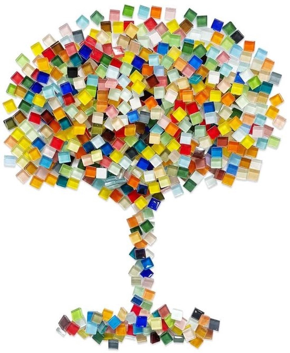 Dailygoods - 500g DIY Mozaïek Tegels Voor Ambachten, Kleurrijke Gebrandschilderd Glas Stukken, Gemengde Kleuren Glans Kristal Serie Vierkante Tegels Voor