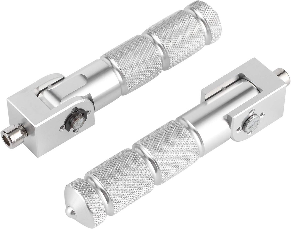 Voetsteunen Voor Bromfiets, 2 Stuks Aluminium Pedalen Voor Motorfiets Elektrische Auto 8Mm Universele 90 Graden Opvouwbare Ondersteuning RodBlack (Zilver)