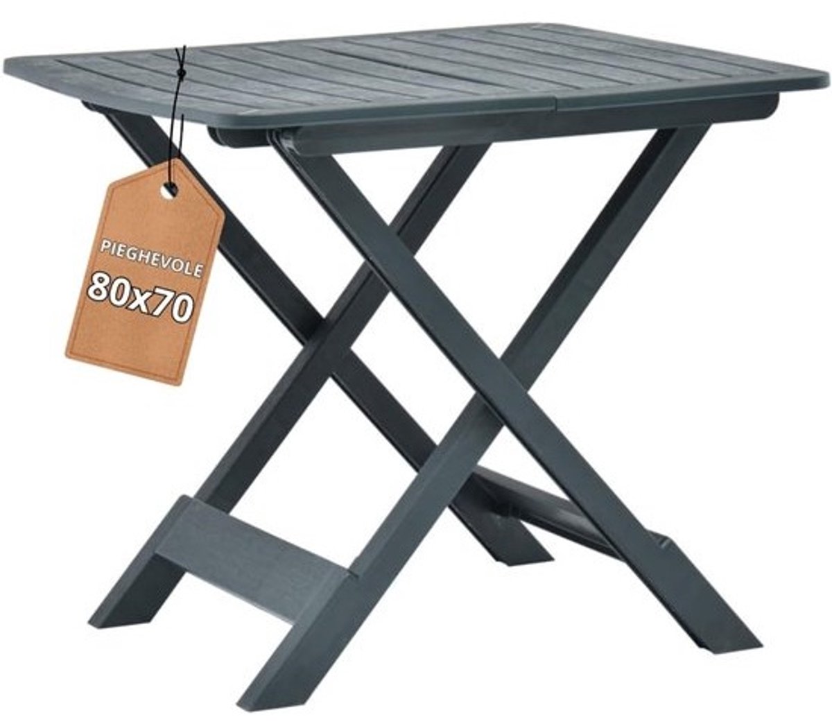 Inklapbare tuintafel - Kunststof tafel - Buiten zitten - Houtlook design - 79 x 72 cm - Groen