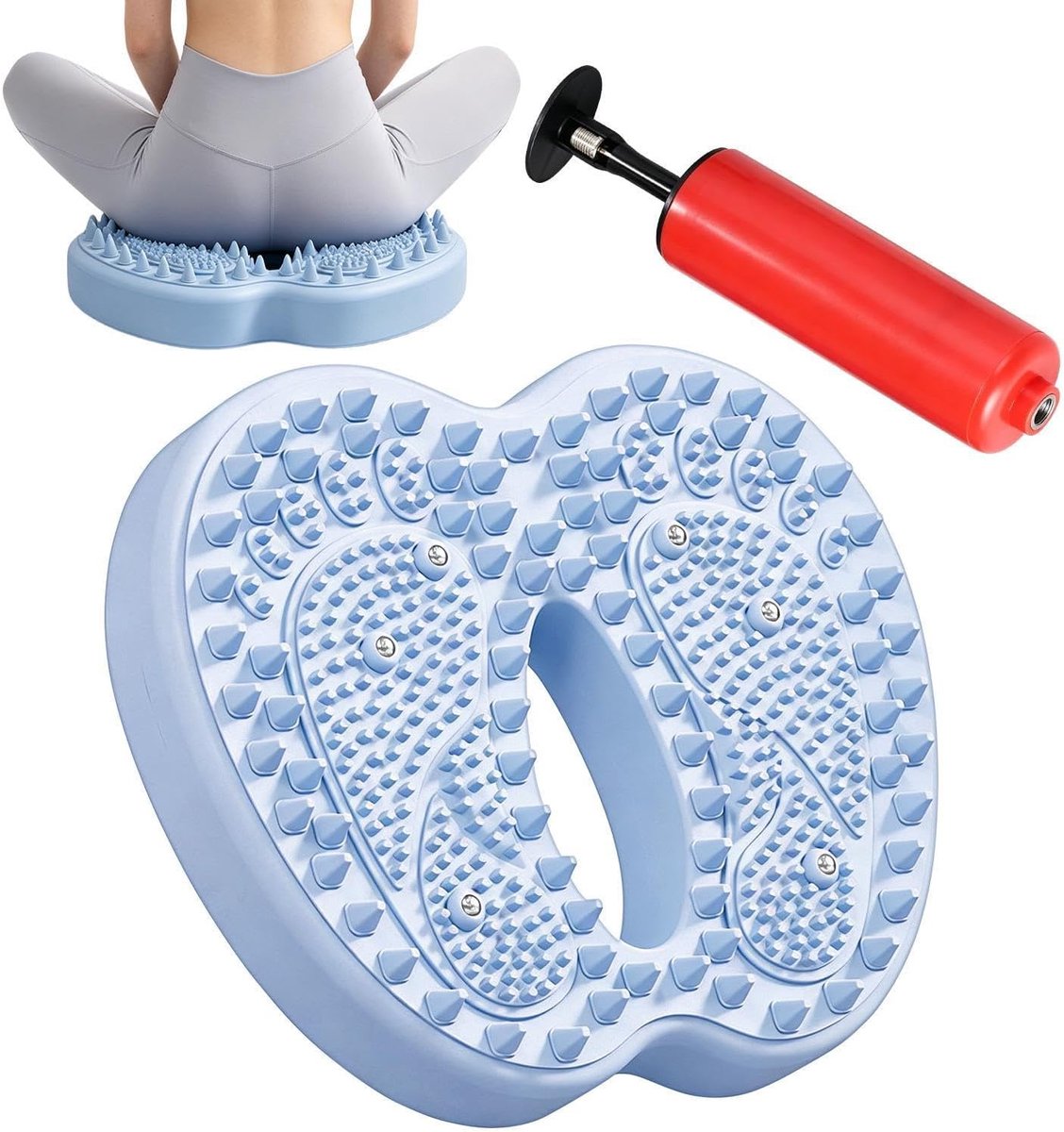Voetmassagepad, opblaasbare mat, 40 cm, draagbaar ontspanningskussen - Diep gestructureerd, sterk duurzaam pvc, antislip ontwerp, compact opblaasbaar, voor thuis en sportschool