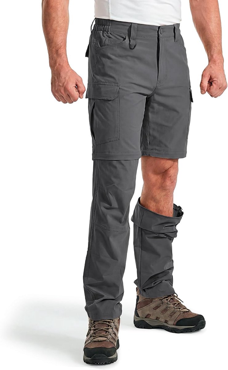 wandelbroek voor heren, afneembare trekkingbroek, lichte outdoor cargobroek, waterafstotend, sneldrogend, tactisch, met meerdere zakken, voor outdoor, vissen, safari