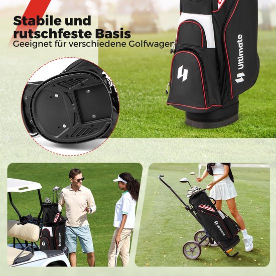 COSTWAY Golftas, lichte golftas met onderverdeling en draagriem, waterafstotende golftas met regenhoes, draagbare golftas voor heren en dames — afbeelding 4