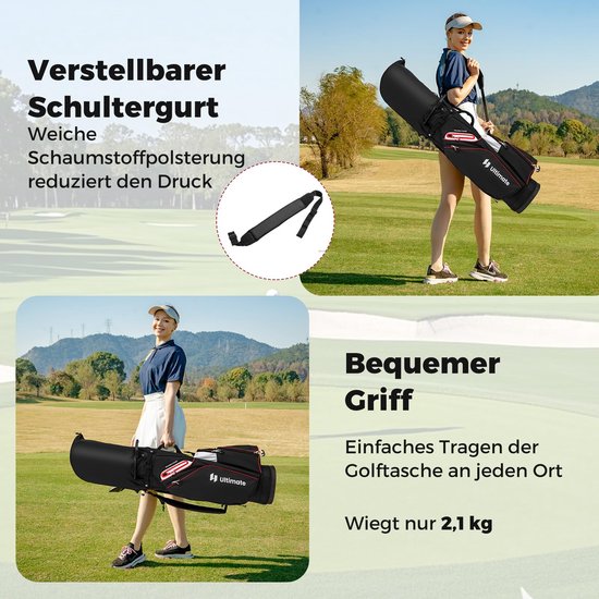 COSTWAY Golftas, lichte golftas met onderverdeling en draagriem, waterafstotende golftas met regenhoes, draagbare golftas voor heren en dames — afbeelding 3