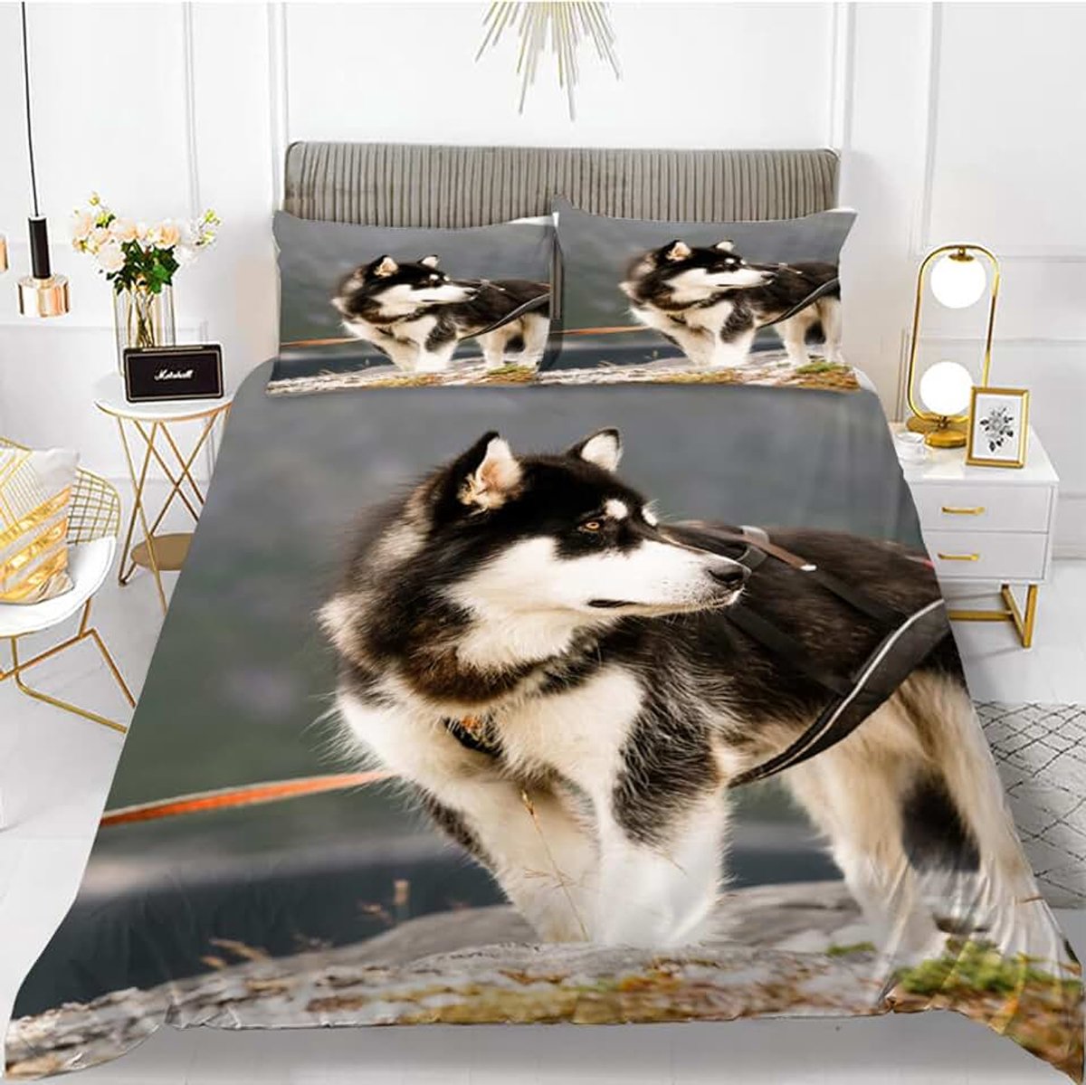 Dekbedovertrek 140 x 200 cm, grijs, dekbedovertrek 110 g/m², microvezel, zacht, + 2 kussenslopen 65 x 65 cm, geschikt voor kinderen, jongens, meisjes, ritssluiting, dekbedovertrek voor jongeren