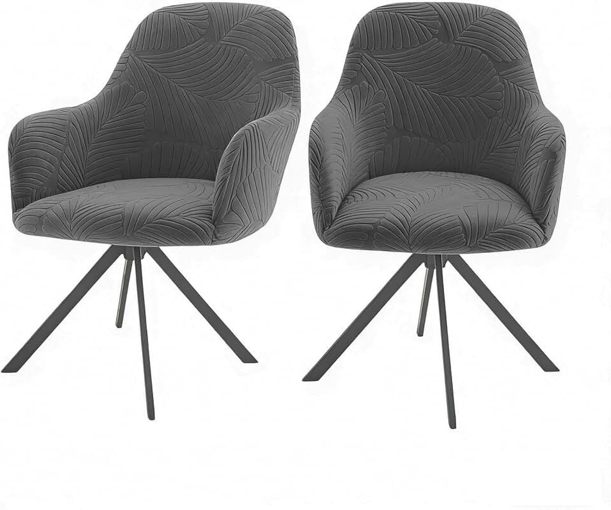Stoelhoezen, armleuning, 2 stuks, stretch, volledige afdekking, afneembare stoelhoes met armleuning, jacquard, bureaustoelhoes, voor keuken, eetkamer, banket, bruiloft, donkergrijs