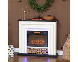Elektrische sfeerhaard 1800W - Zwarte haardombouw met schouw - Decoratieve kachel-Verwarming met…