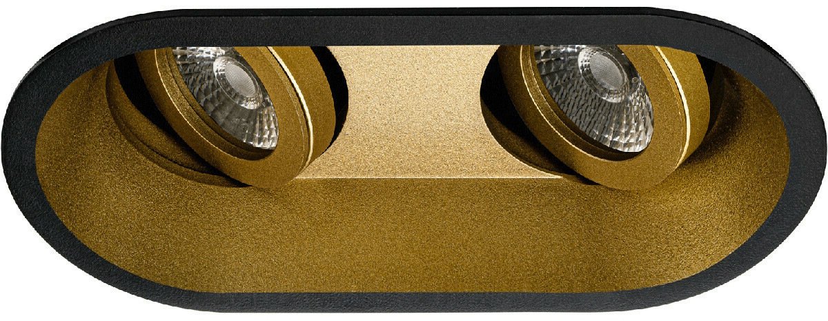 Platte LED inbouwspot Orion dubbel verdiept goud-zwart - 36° lichthoek