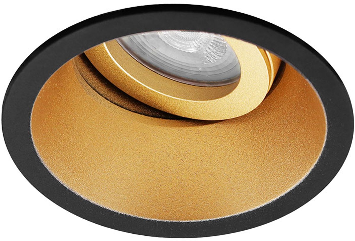 Ondiepe inbouwspot Spencer rond verdiept goud-zwart - 4000K - dimbaar