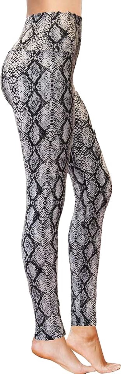 Kleur en bedrukte legging voor dames - 5 inch hoge taille - ultra zachte geborstelde broek, Slang, XXL