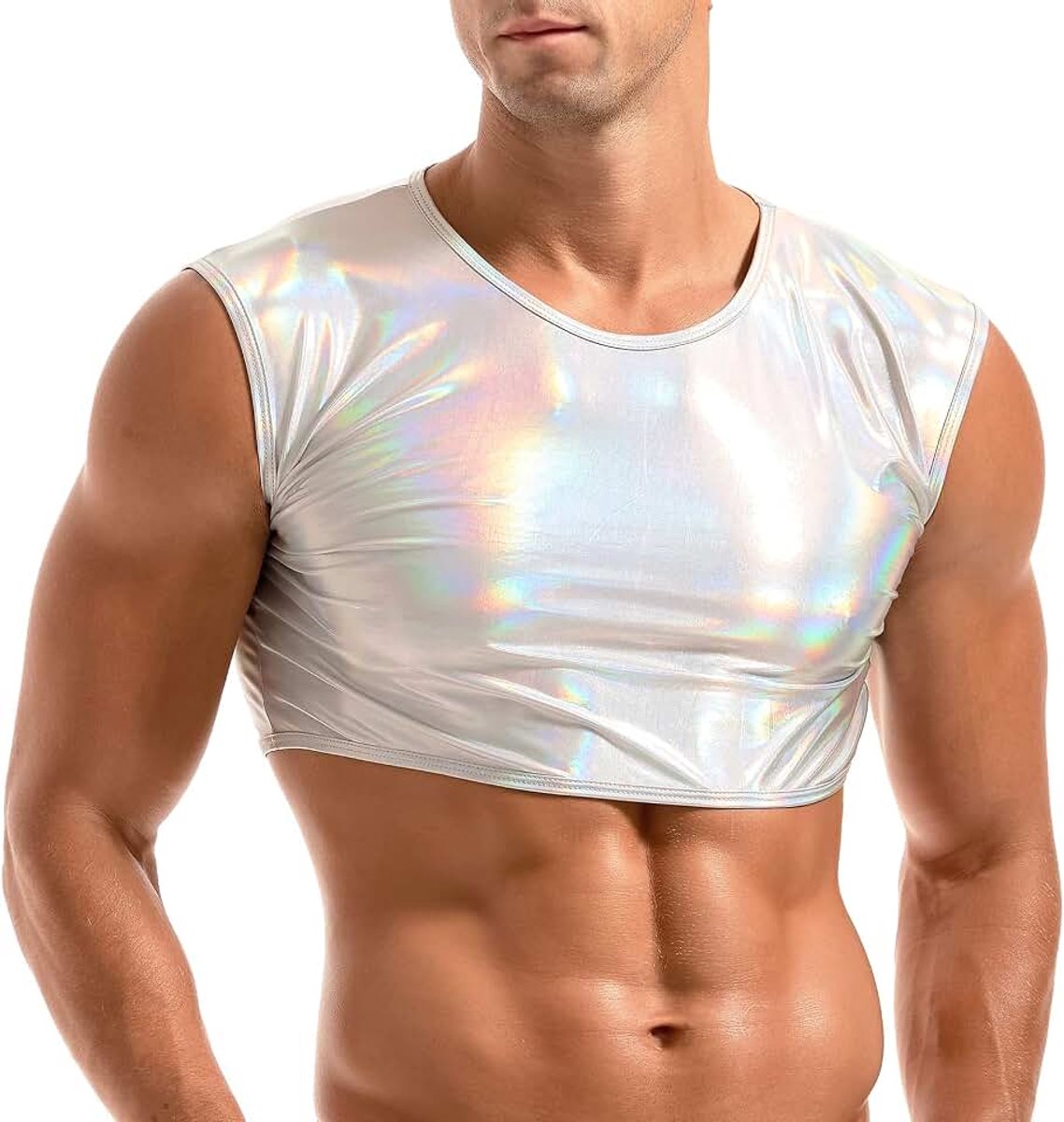 Coulee Heren spiershirt mouwloos glanzend crop top