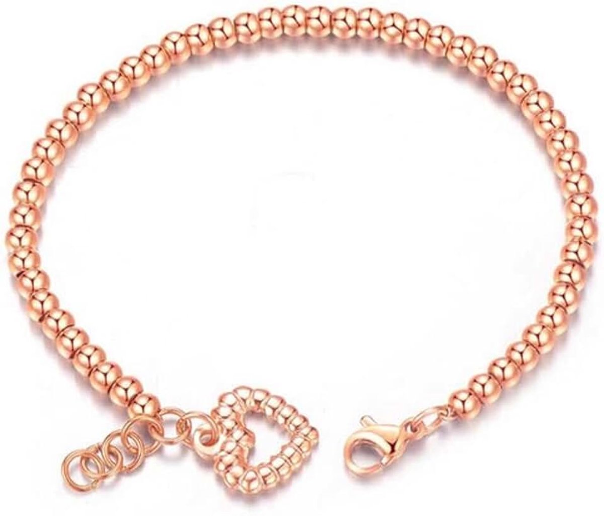 Armband Kraalvormig met Hart Rose