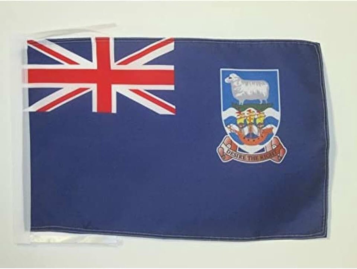 - Falkland Islands Flag - 18'' x 12'' - 100% Polyester Malvinas Small Banner with Two Cords - Fade Resistant - Vivid Colors - 18x12 in - 45x30 Cm