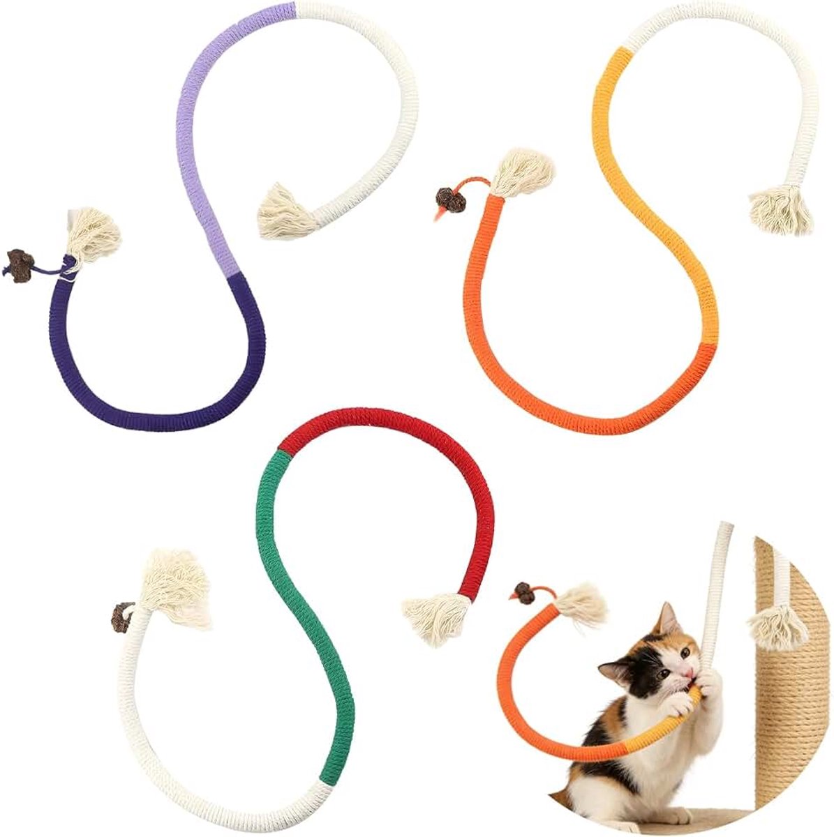 Kattenkruidspeelgoed, kauwspeelgoed voor katten, kattenkruid, speelgoed, catnip, interactief katoenen touw, matatabi stok, kat, kattenbijttouw, kauwstokjes, interactief bijttouw, katten