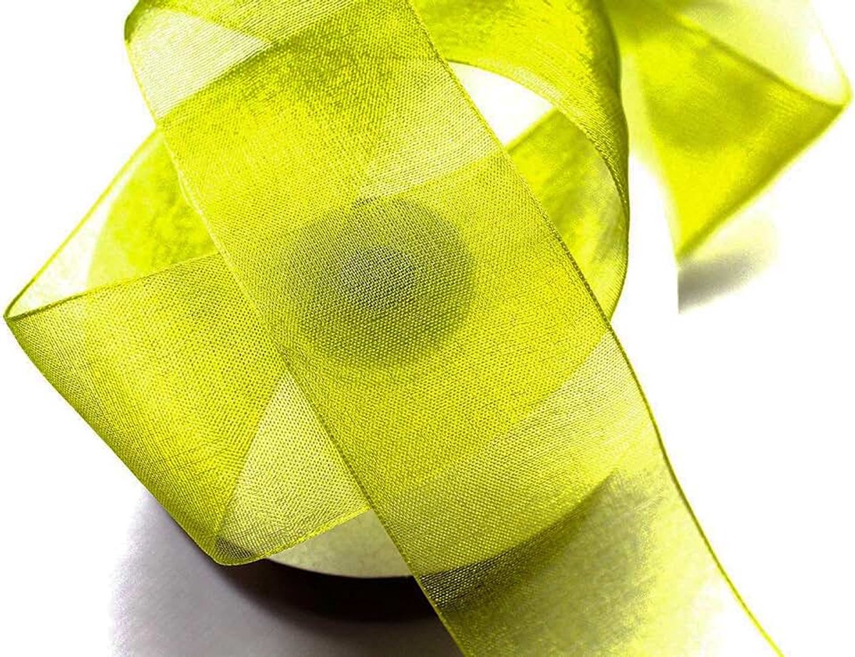 25 m organza lint in 4 cm breedte 40 mm met geweven rand cadeaulint organza lint decoratielint bruiloft olijfgroen