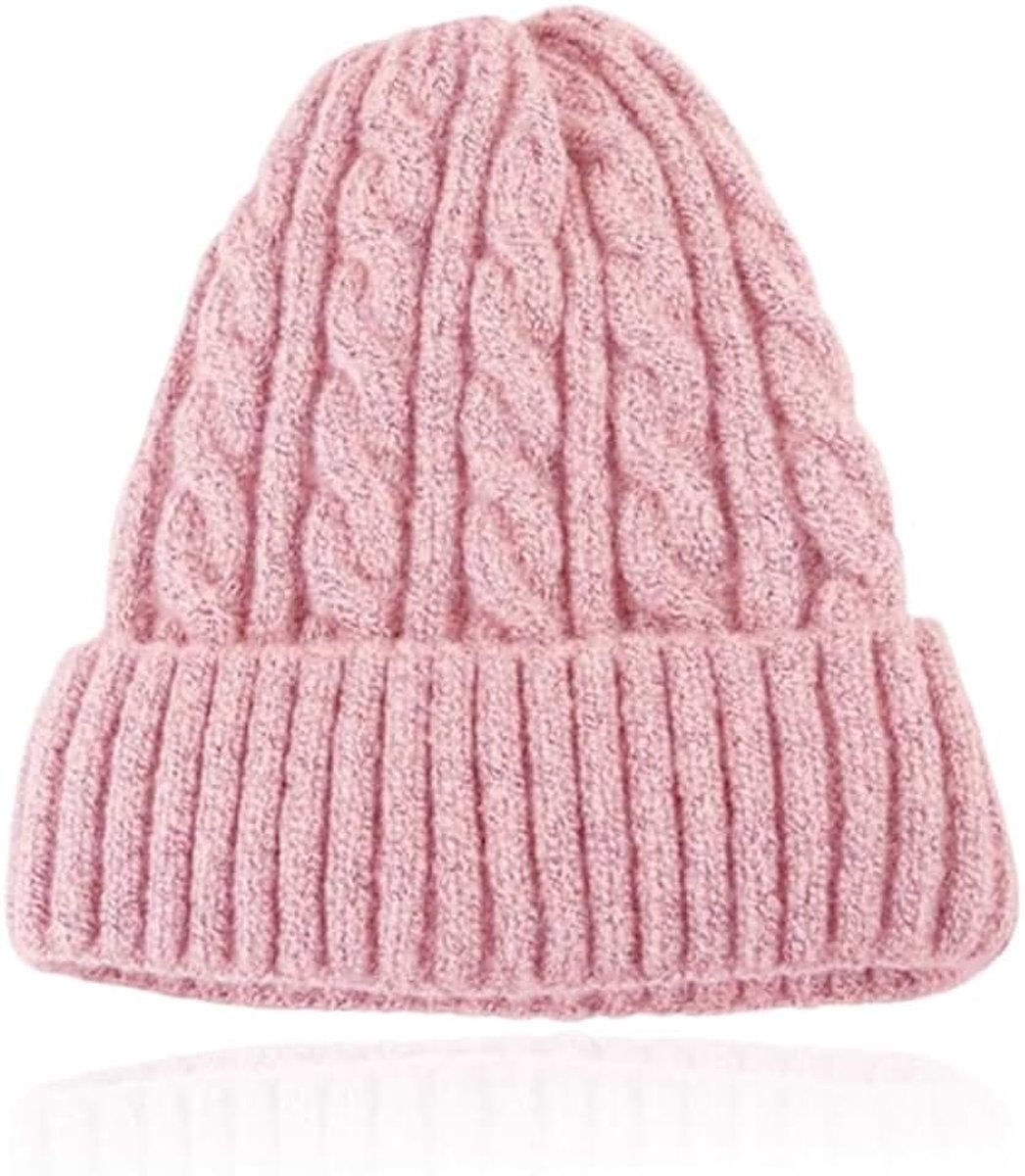 Beanie in Roze met Kabelmotief