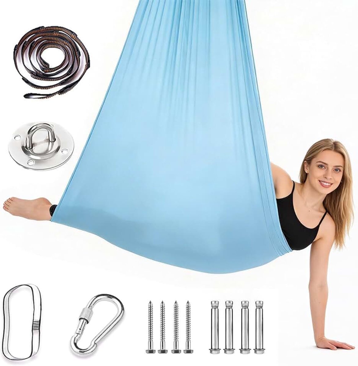 Yogahanddoek Premium – hoogwaardige yoga-schommeldoek voor binnen en buiten, therapieschommel met versterkte naden, yogahanddoek om op te hangen, yoga-hangmat, swing voor ontspanning en fitness