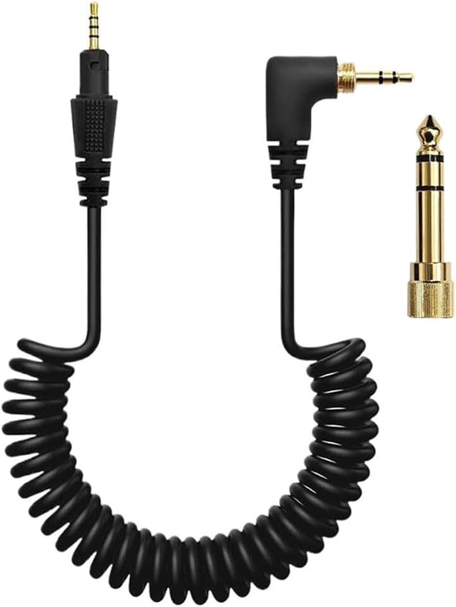 Audiokabel voor Pioneer DJ HDJ-CUE1 HDJ-X5 HDJ-X7 HDJ-S7 hoofdtelefoon, 3,5 mm naar 2,5 mm intrekbare veerkabel, met 6,35 mm adapter (1,2 ~ 2 m)