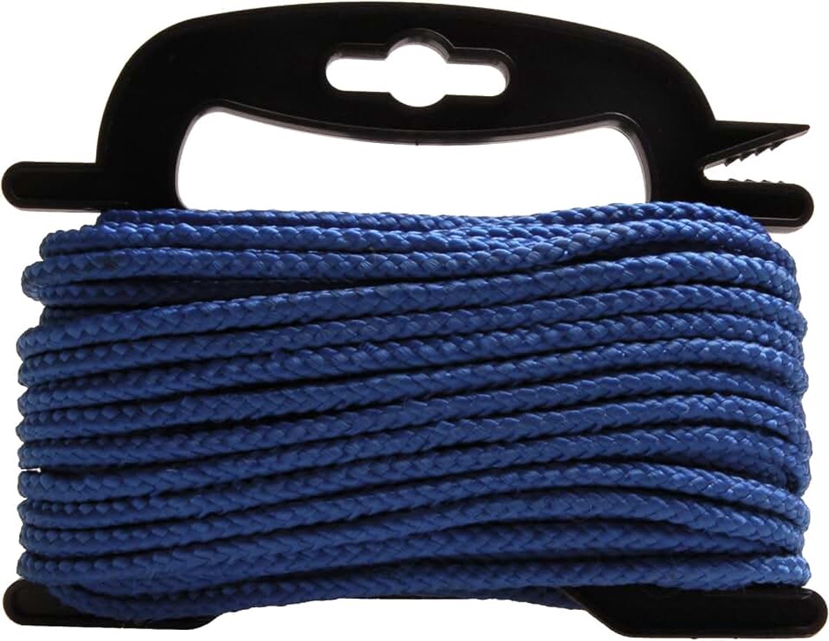 Work it 5 mm x 20 m - blauw - polypropyleen gevlochten - belastbaarheid 150 kg - met wikkelaar