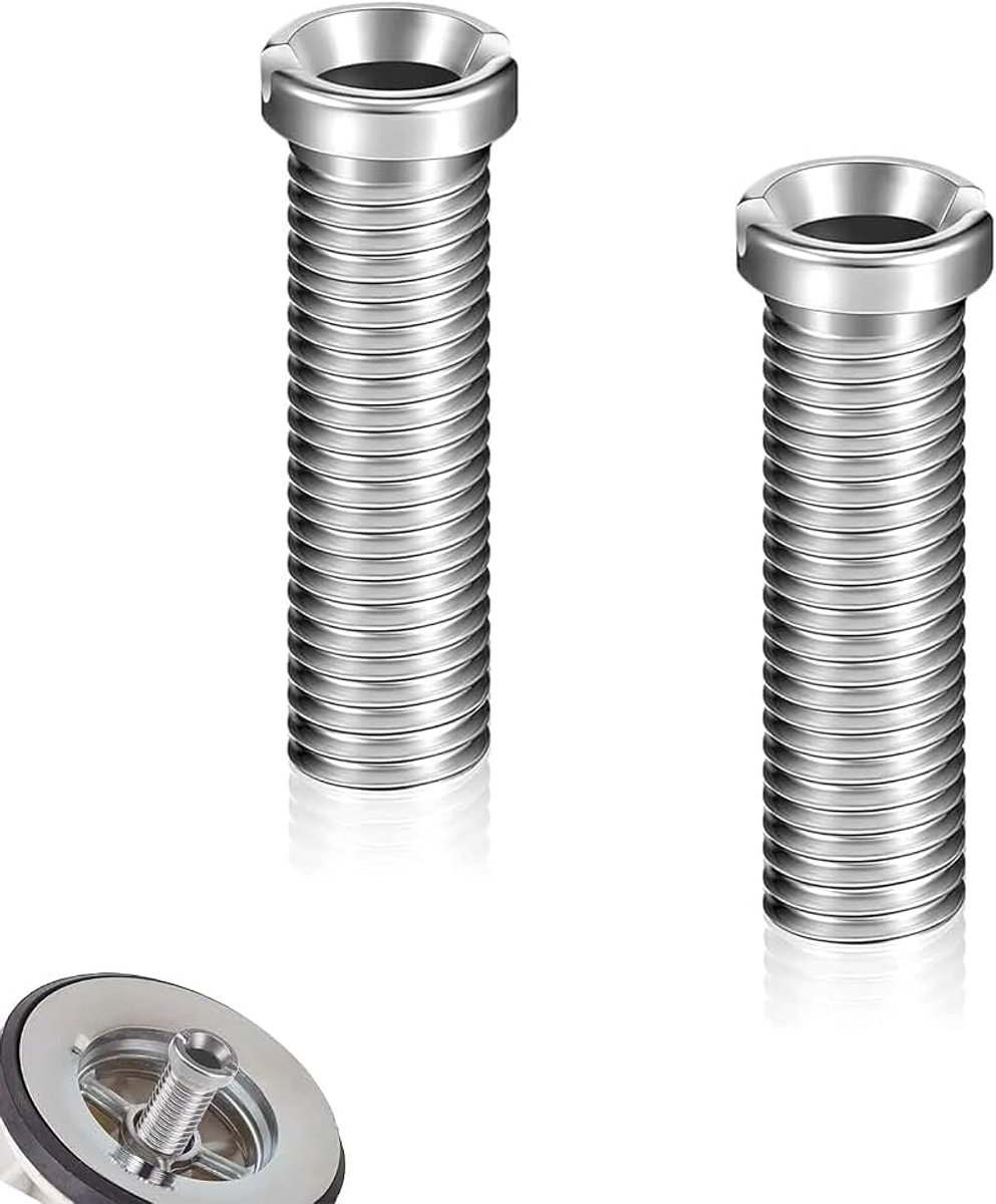 Gootsteenafvoergarnituur - 2 stuks 45 mm holle schroefgootsteen van roestvrij staal, roestvrijstalen afvoerzeefschroef voor de meeste keukengootsteenmandjes, afvoerventiel spoelbak