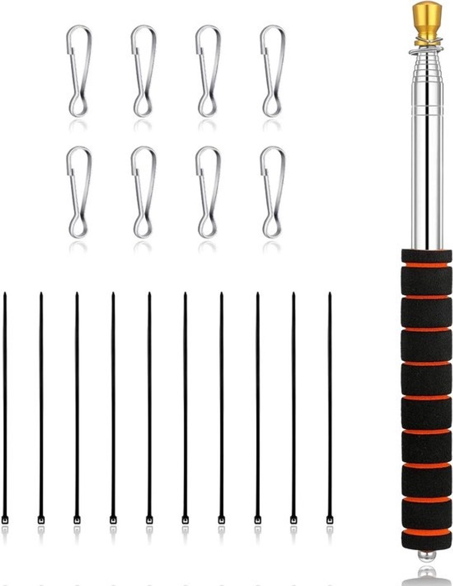 Telescopische vlaggenmast - Uitschuifbare stok - Kampeergidsen - Roestvrij staal - 2 meter - Zwart