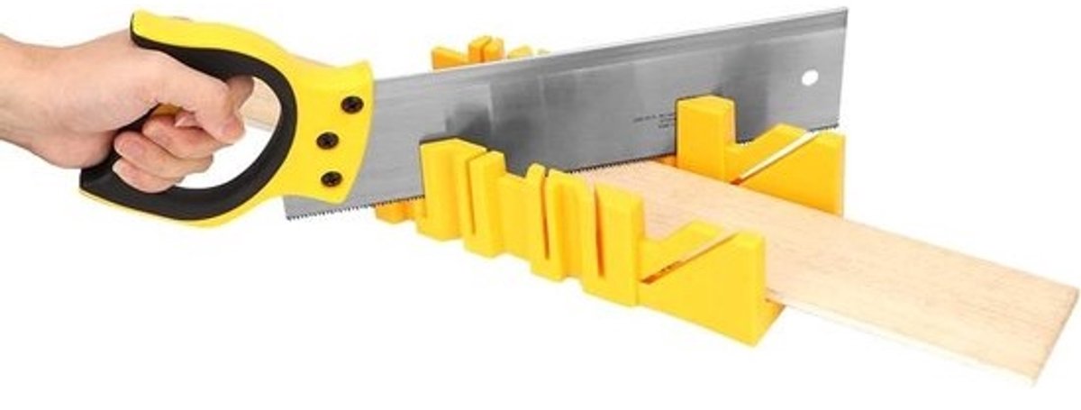 Miter box voor houtbewerking - 12 inch kunststof met meerdere hoekklemmen - 14 inch handzaag voor doe-het-zelfprojecten en thuisdecoratie