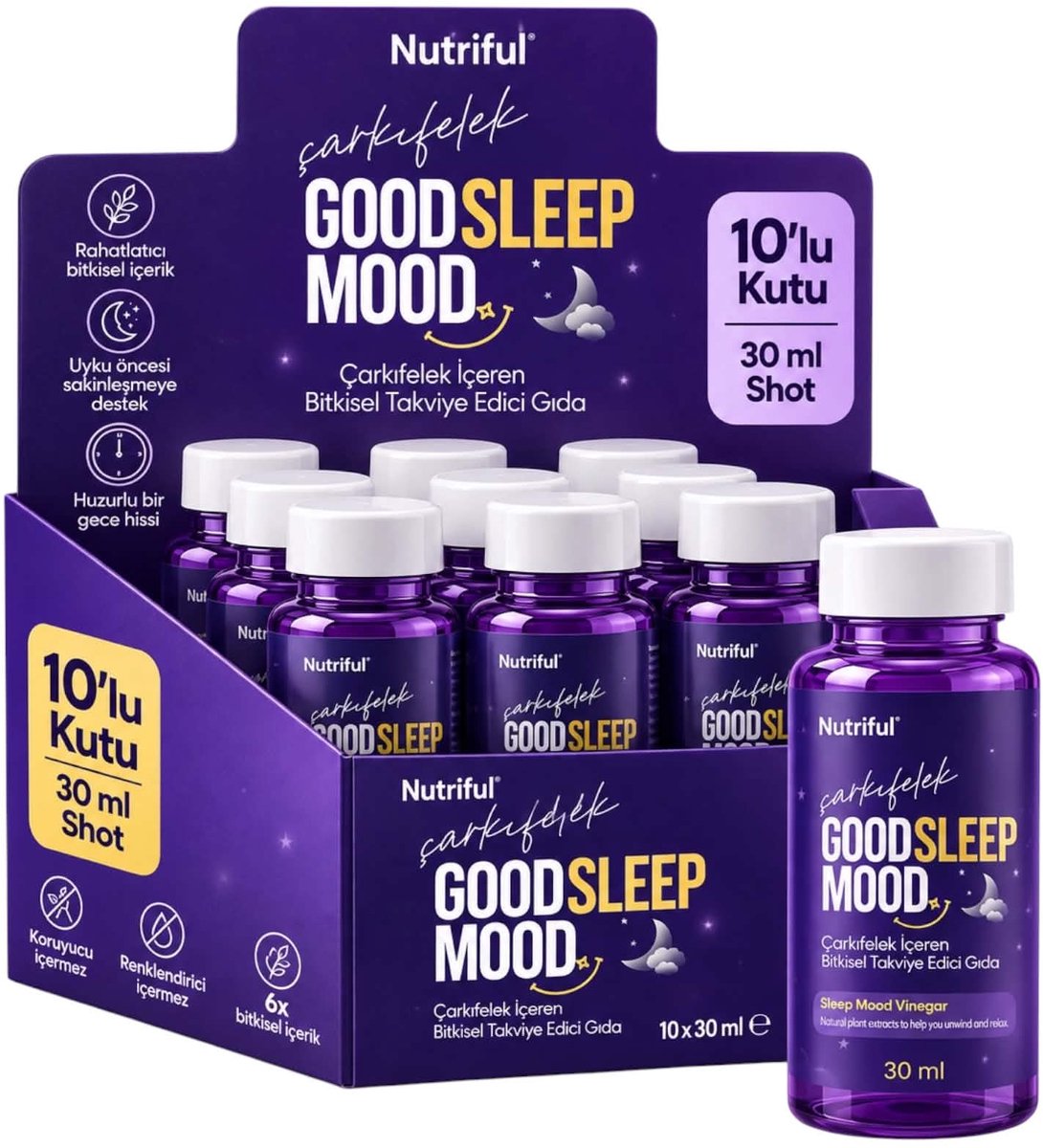 Nutriful Good Sleep Mood – Passiebloem Kruiden Shot – 10 x 30 ml – Met Citroenmelisse, Hop & Valeriaan – Bosvruchtensmaak