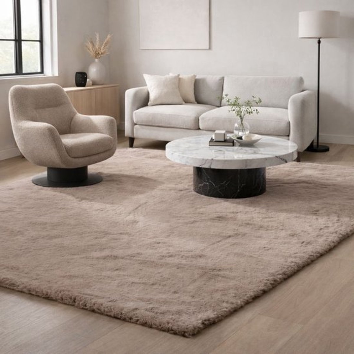 Moonay KNUFFEL Fluffy Vloerkleed – Taupe – 240 x 340 cm – Hoogpolig 30 mm Shaggy Tapijt – Zacht – Rechthoekig