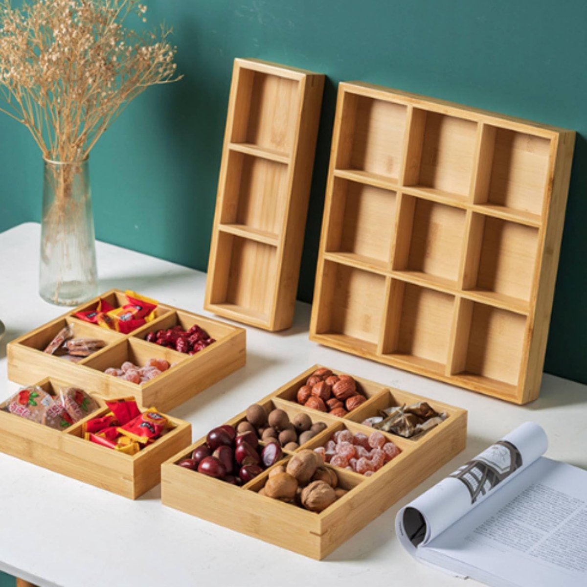 Lade Organizer - Opbergbakjes met 4 Vakken - Bamboe Bestekbak - Bureau Organizer - Sieradendoos Inleg - Badkamer Accessoires - Keukenla Verdeler - Houten Sorteerdoos - Theezakjes Houder - Kantoor Artikelen Opbergen - Stevig - Houtkleur - 1 Stuk — cadeau in Cadeau-ideeën - foto 5